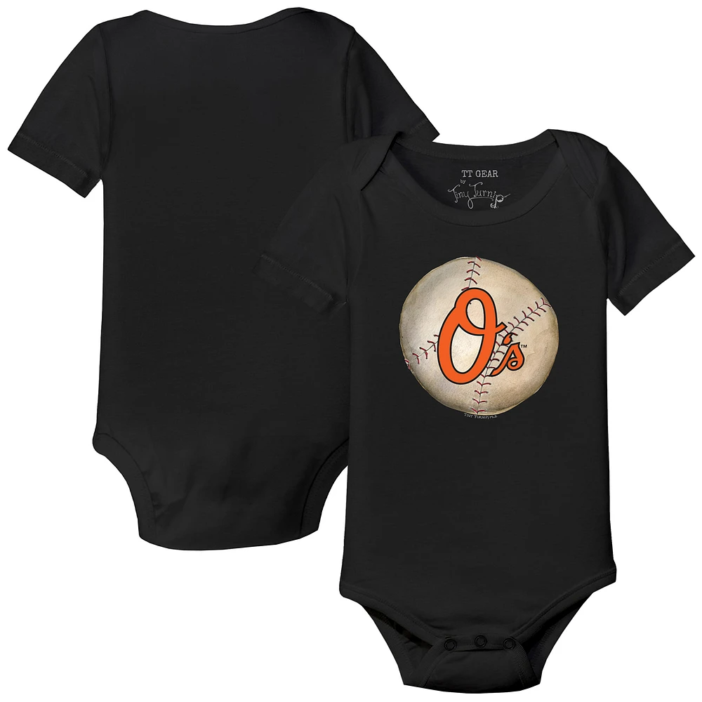 Infant Tiny Turnip Black Baltimore Orioles Stitched Baseball Bodysuit