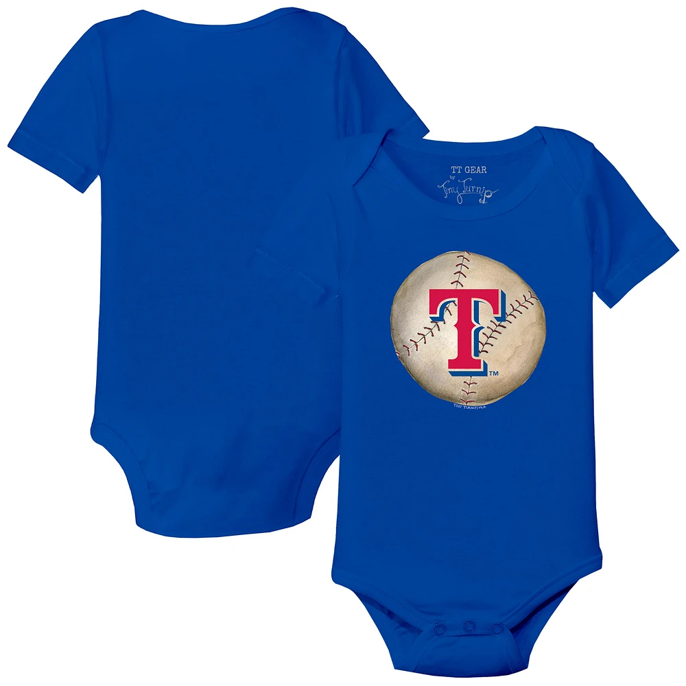 Infant Tiny Turnip Royal Texas Rangers Stitched Baseball Bodysuit