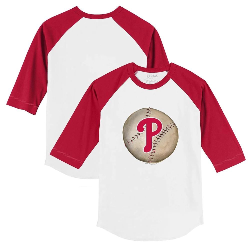 Infant Tiny Turnip White/Red Philadelphia Phillies Stitched Baseball Raglan 3/4 Sleeve T-Shirt