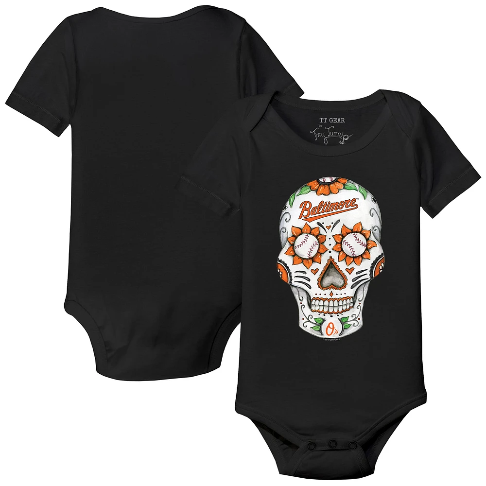 Infant Tiny Turnip Black Baltimore Orioles Sugar Skull Bodysuit