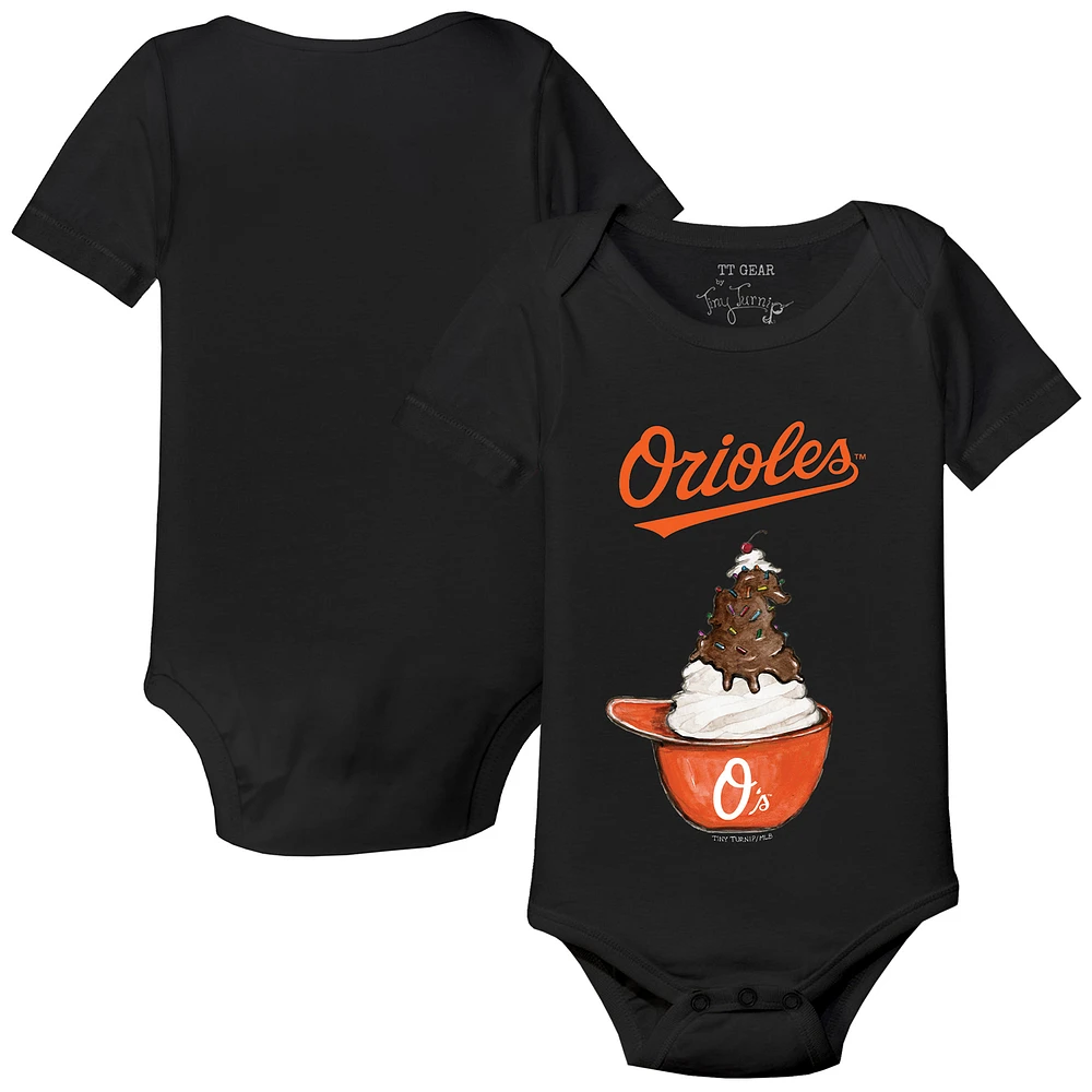 Infant Tiny Turnip Black Baltimore Orioles Sundae Helmet Bodysuit
