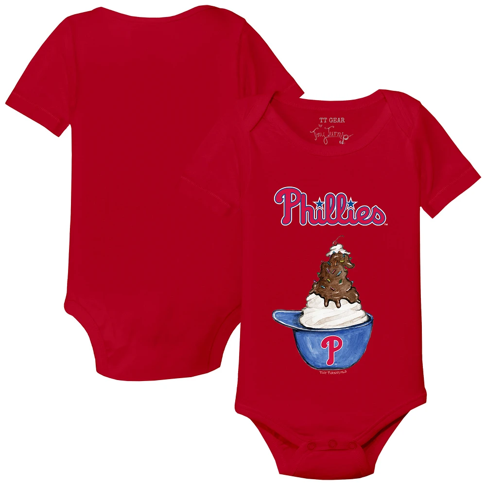 Infant Tiny Turnip Red Philadelphia Phillies Sundae Helmet Bodysuit