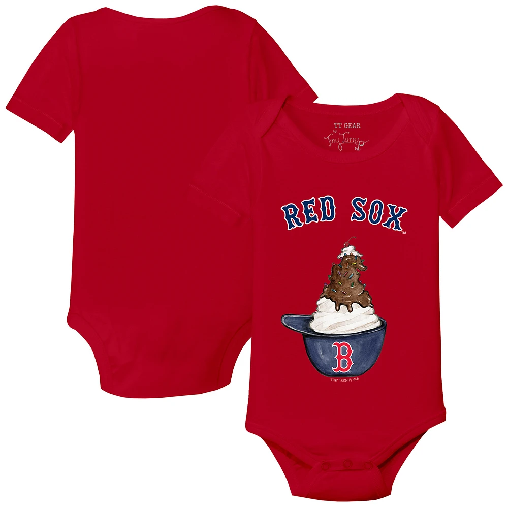 Infant Tiny Turnip Red Boston Sox Sundae Helmet Bodysuit