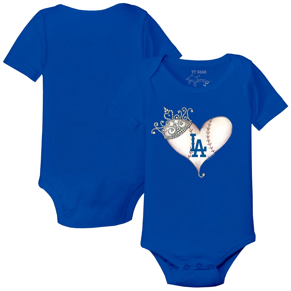 Infant Tiny Turnip Royal Los Angeles Dodgers Tiara Heart Bodysuit