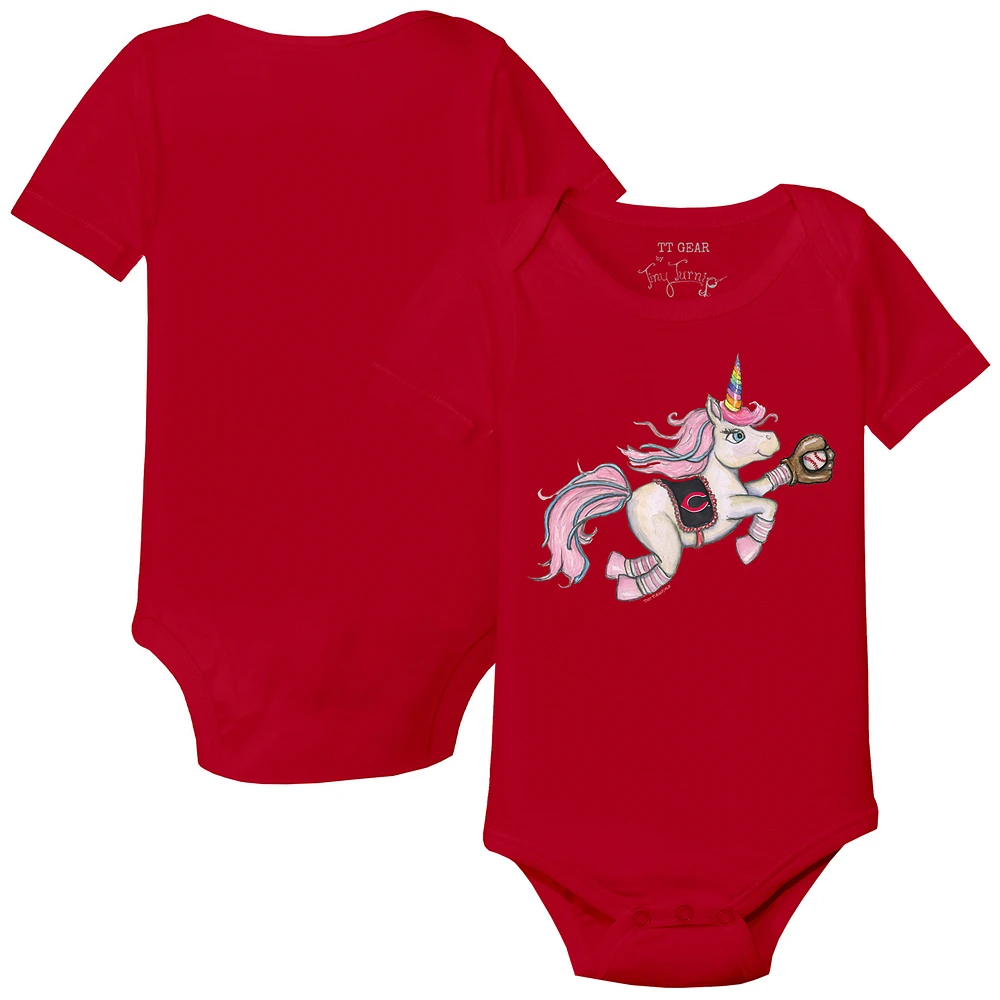 Infant Tiny Turnip Red Cincinnati Reds Unicorn Bodysuit