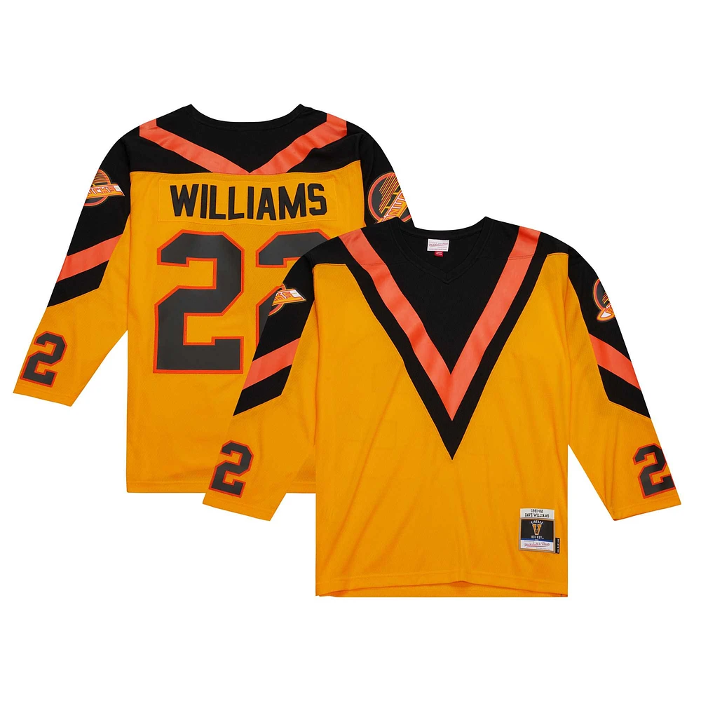 Men's Mitchell & Ness Dave Williams Yellow Vancouver Canucks 1981/82 Blue Line Player Jersey