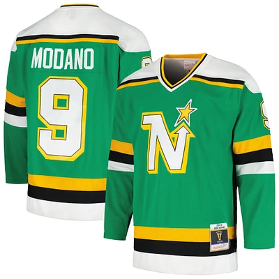 Men's Mitchell & Ness Mike Modano Kelly Green Minnesota North Stars Men's 1989/90 Blue Line Player Jersey