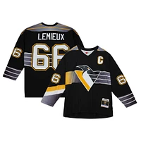 Men's Mitchell & Ness Mario Lemieux Black Pittsburgh Penguins Captain's Patch 1996/97 Blue Line Player Jersey