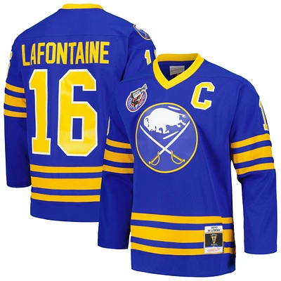 Men's Mitchell & Ness Pat LaFontaine Royal Buffalo Sabres Captain Patch 1992/93 Blue Line Player Jersey