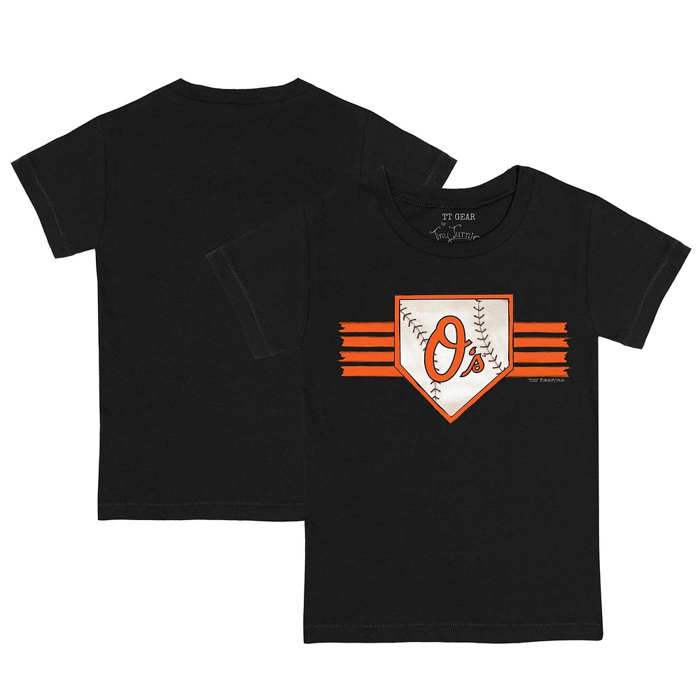 Toddler Tiny Turnip Black Baltimore Orioles Base Stripe T-Shirt
