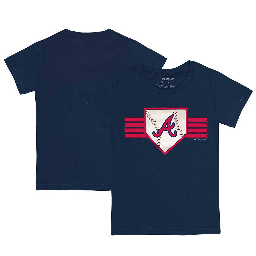 Toddler Tiny Turnip Navy Atlanta Braves Base Stripe T-Shirt