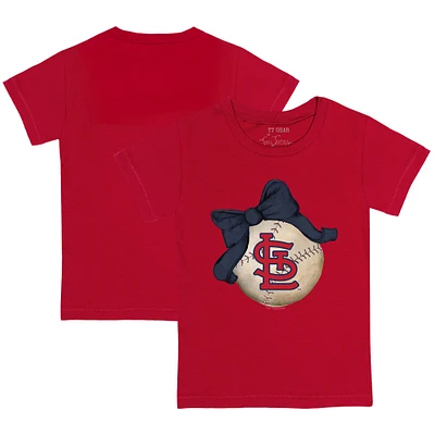 Toddler Tiny Turnip Red St. Louis Cardinals Baseball Bow T-Shirt