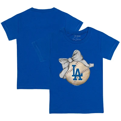 Toddler Tiny Turnip Royal Los Angeles Dodgers Baseball Bow T-Shirt