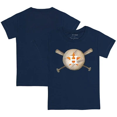 Toddler Tiny Turnip Navy Houston Astros Baseball Cross Bats T-Shirt