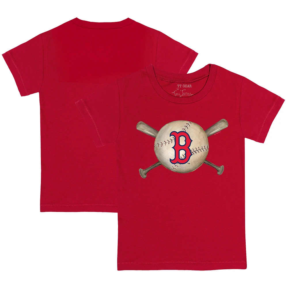 Toddler Tiny Turnip Red Boston Sox Baseball Cross Bats T-Shirt