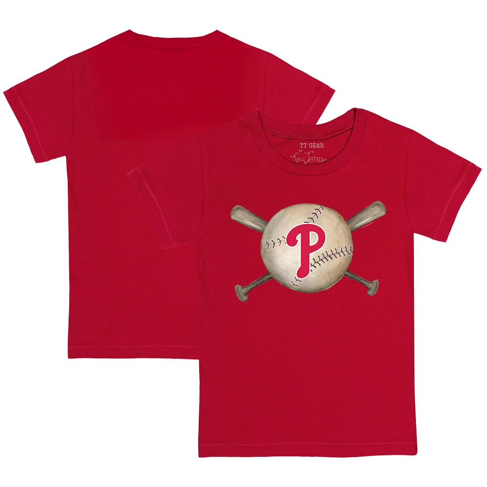 Toddler Tiny Turnip Red Philadelphia Phillies Baseball Cross Bats T-Shirt