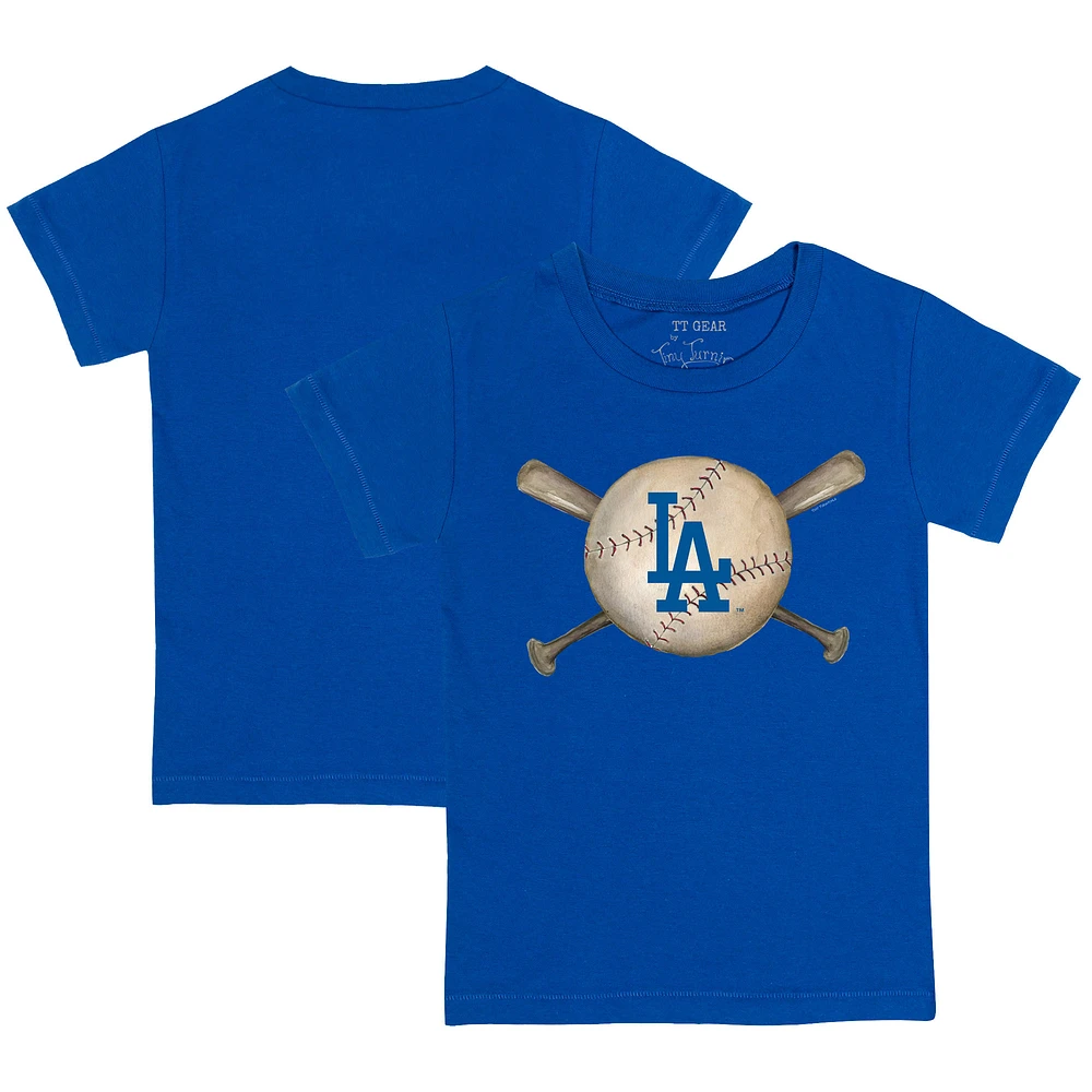 Toddler Tiny Turnip Royal Los Angeles Dodgers Baseball Cross Bats T-Shirt