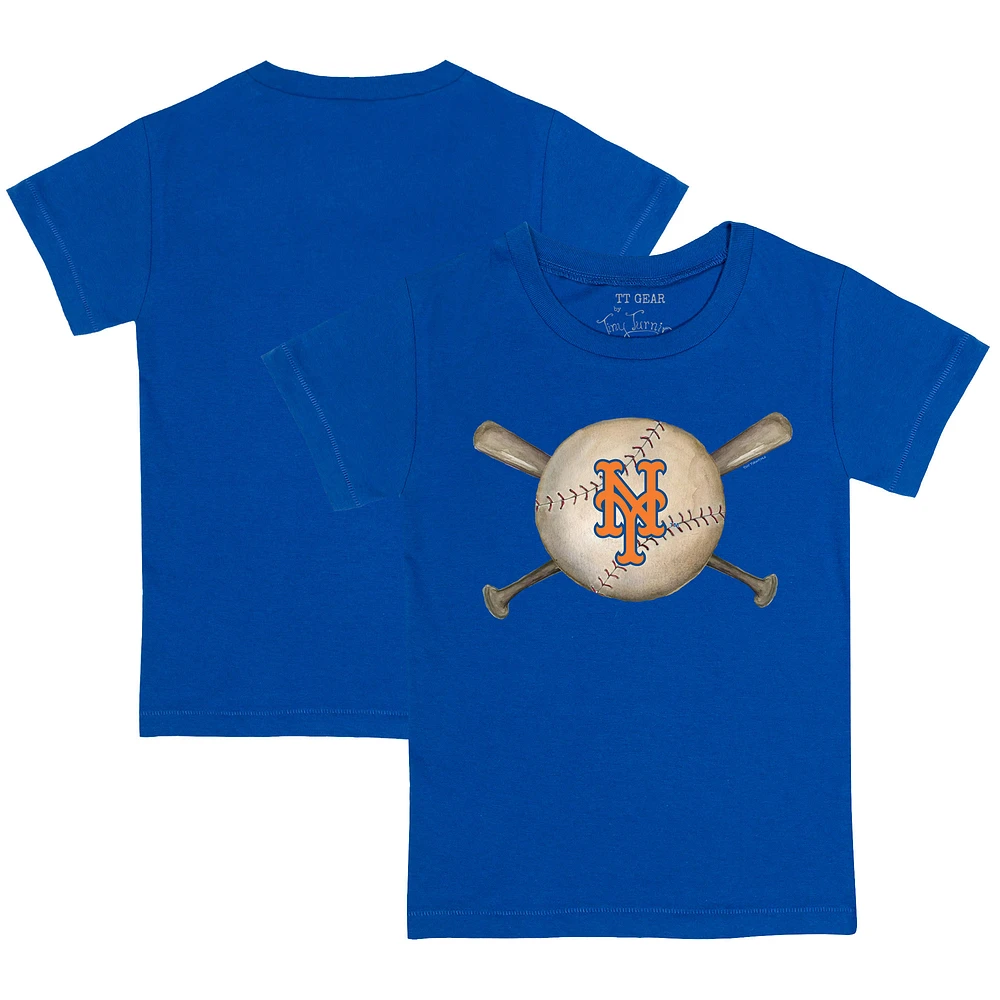 Toddler Tiny Turnip Royal New York Mets Baseball Cross Bats T-Shirt