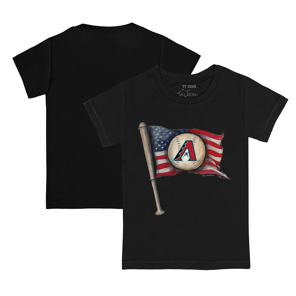 Toddler Tiny Turnip Black Arizona Diamondbacks Baseball Flag T-Shirt