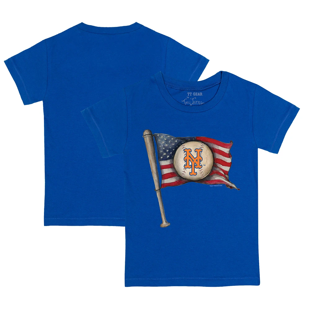 Toddler Tiny Turnip Royal New York Mets Baseball Flag T-Shirt