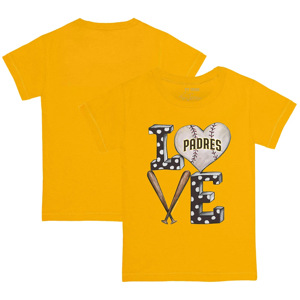 Toddler Tiny Turnip Gold San Diego Padres Baseball Love T-Shirt