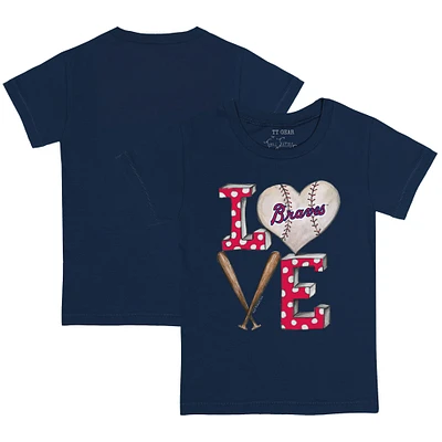 Toddler Tiny Turnip Navy Atlanta Braves Baseball Love T-Shirt