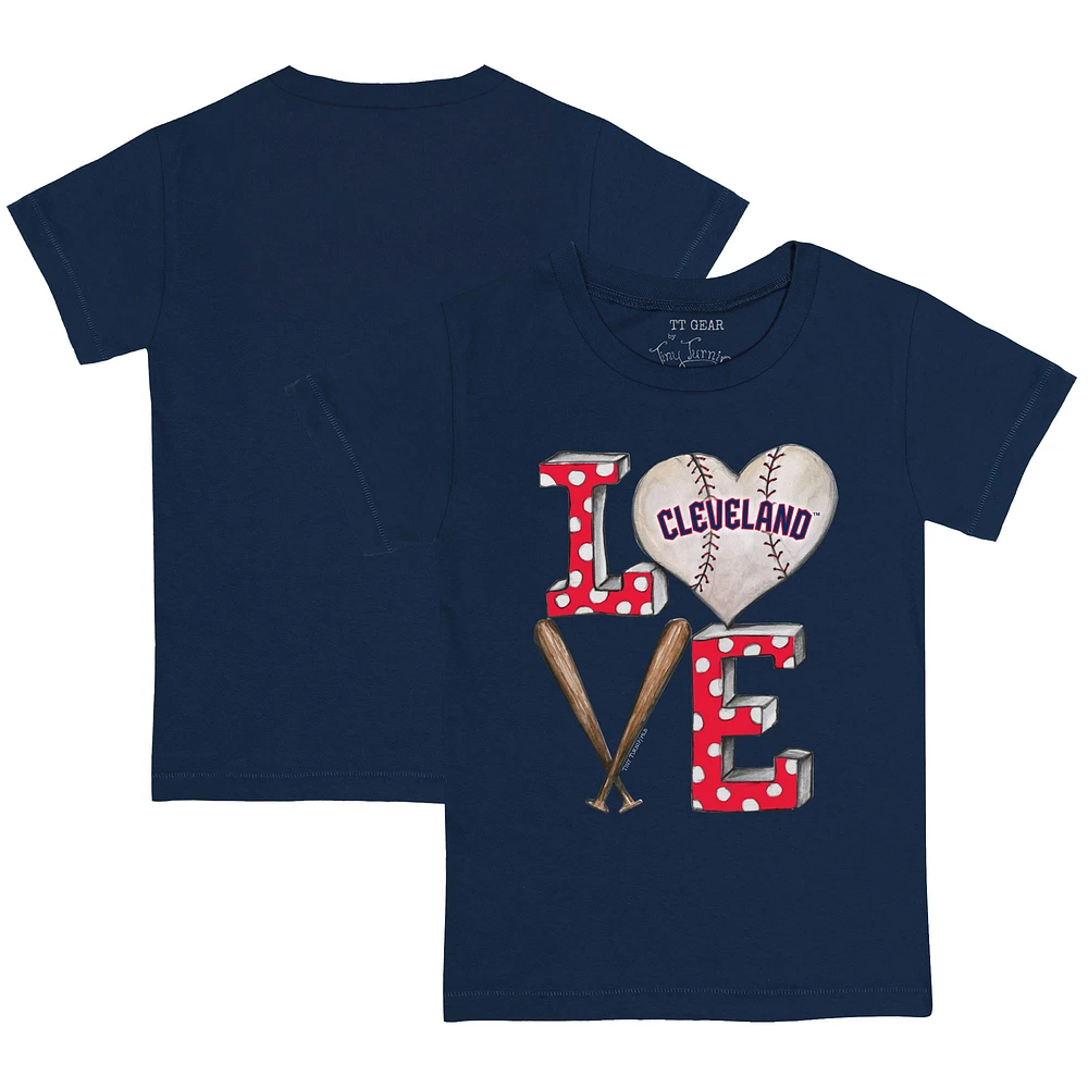 Toddler Tiny Turnip Navy Cleveland Guardians Baseball Love T-Shirt