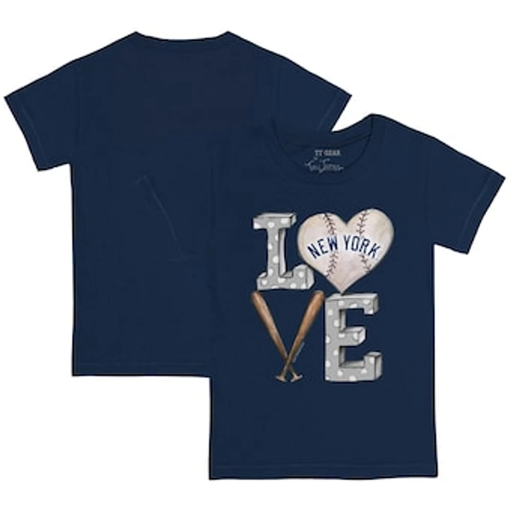 Toddler Tiny Turnip Navy New York Yankees Baseball Love T-Shirt