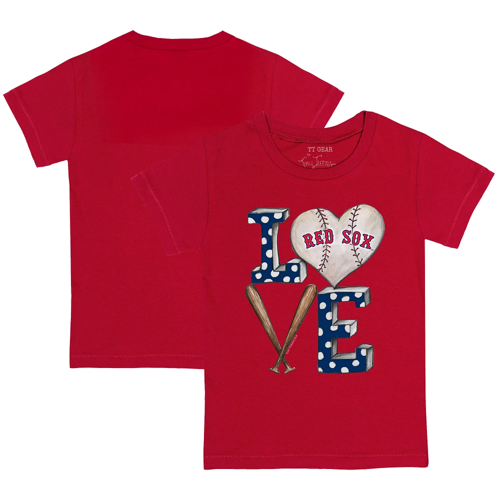 Toddler Tiny Turnip Red Boston Sox Baseball Love T-Shirt