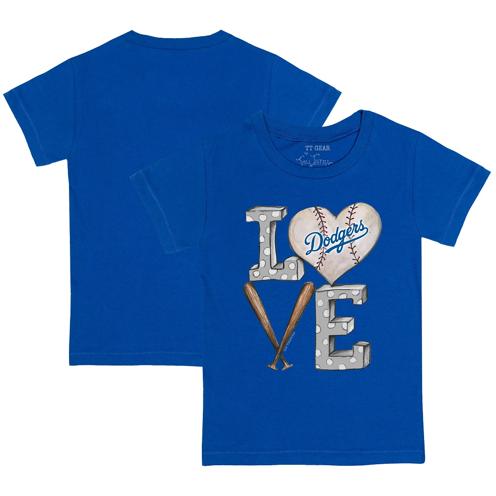 Toddler Tiny Turnip Royal Los Angeles Dodgers Baseball Love T-Shirt