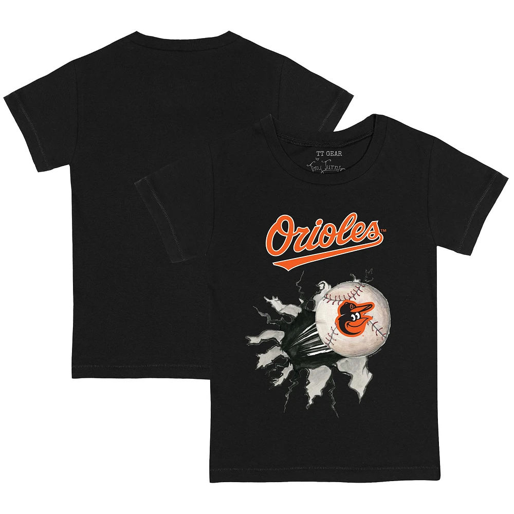 Toddler Tiny Turnip Black Baltimore Orioles Baseball Tear T-Shirt