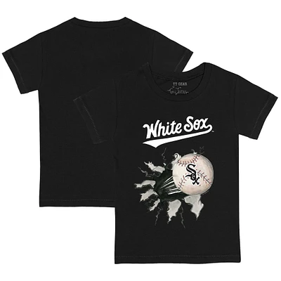 Toddler Tiny Turnip Black Chicago White Sox Baseball Tear T-Shirt
