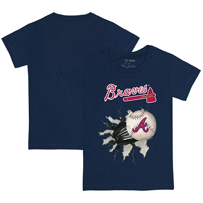 Toddler Tiny Turnip Navy Atlanta Braves Baseball Tear T-Shirt