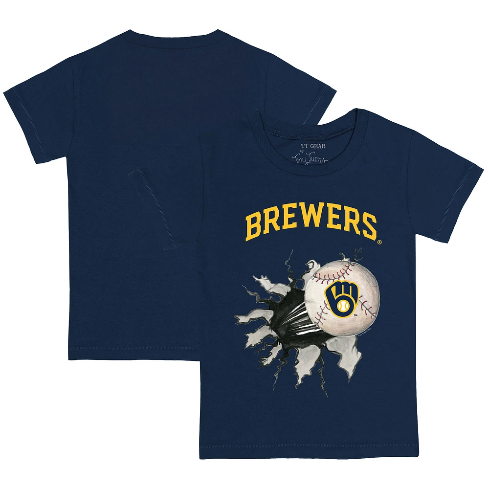 Toddler Tiny Turnip Navy Milwaukee Brewers Baseball Tear T-Shirt