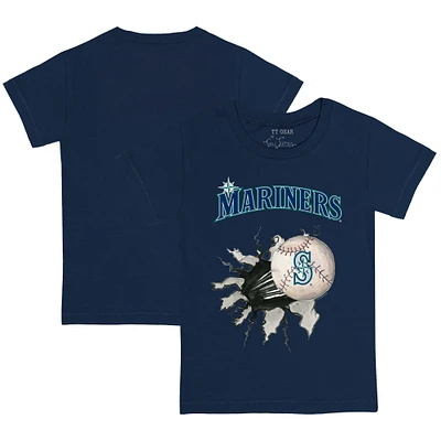 Toddler Tiny Turnip Navy Seattle Mariners Baseball Tear T-Shirt