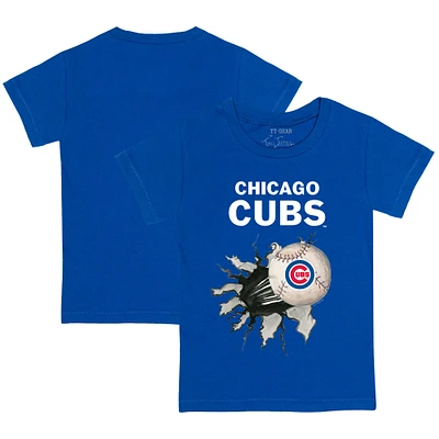 Toddler Tiny Turnip Royal Chicago Cubs Baseball Tear T-Shirt