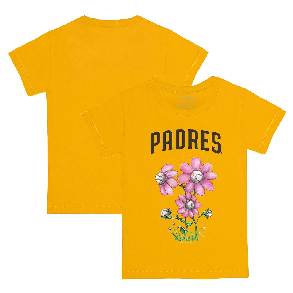 Toddler Tiny Turnip Gold San Diego Padres Blooming Baseballs T-Shirt