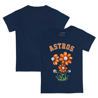 Toddler Tiny Turnip Navy Houston Astros Blooming Baseballs T-Shirt