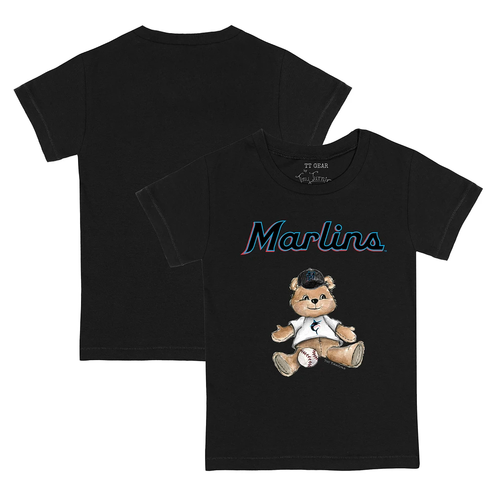 Toddler Tiny Turnip Black Miami Marlins Teddy Boy T-Shirt