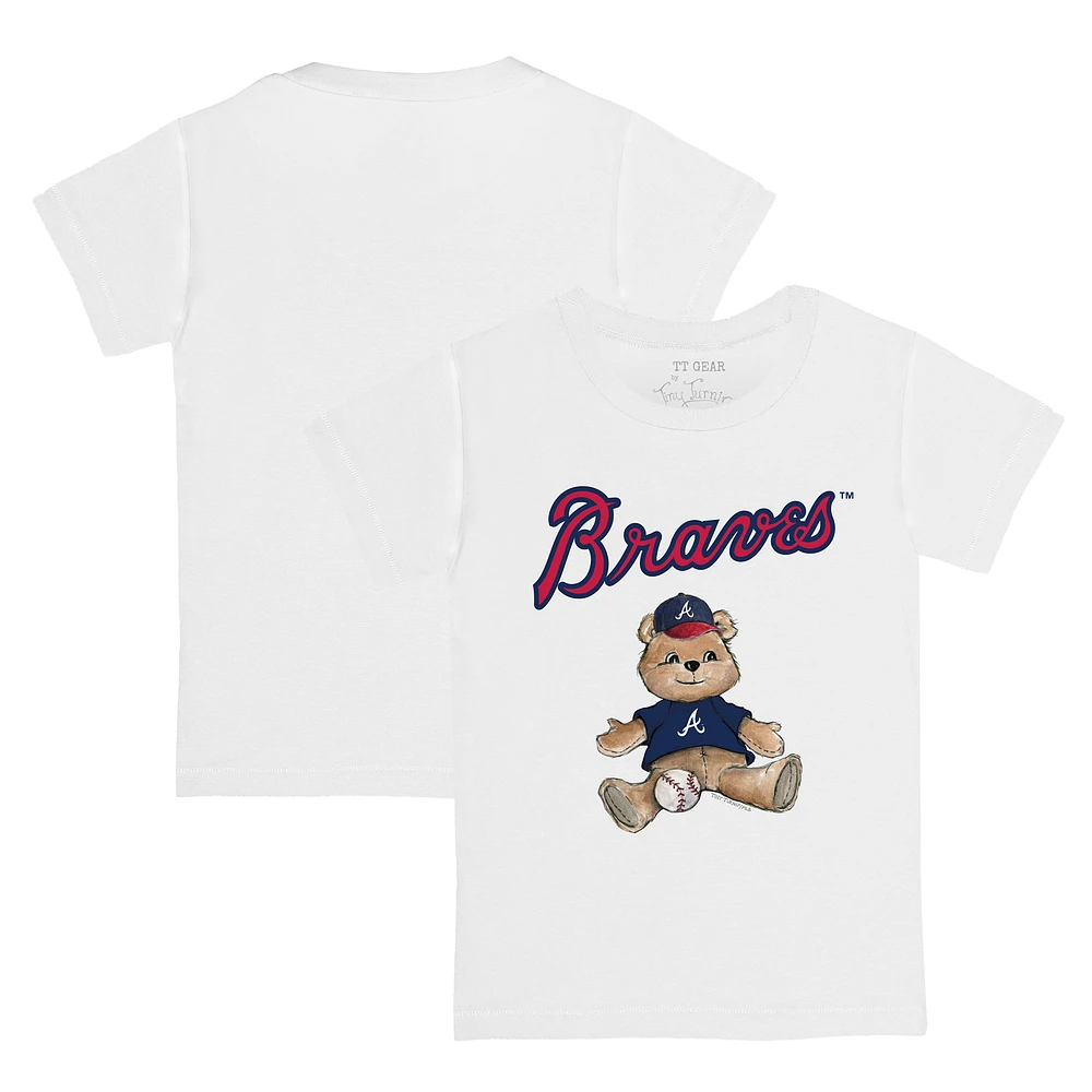 Toddler Tiny Turnip White Atlanta Braves Teddy Boy T-Shirt