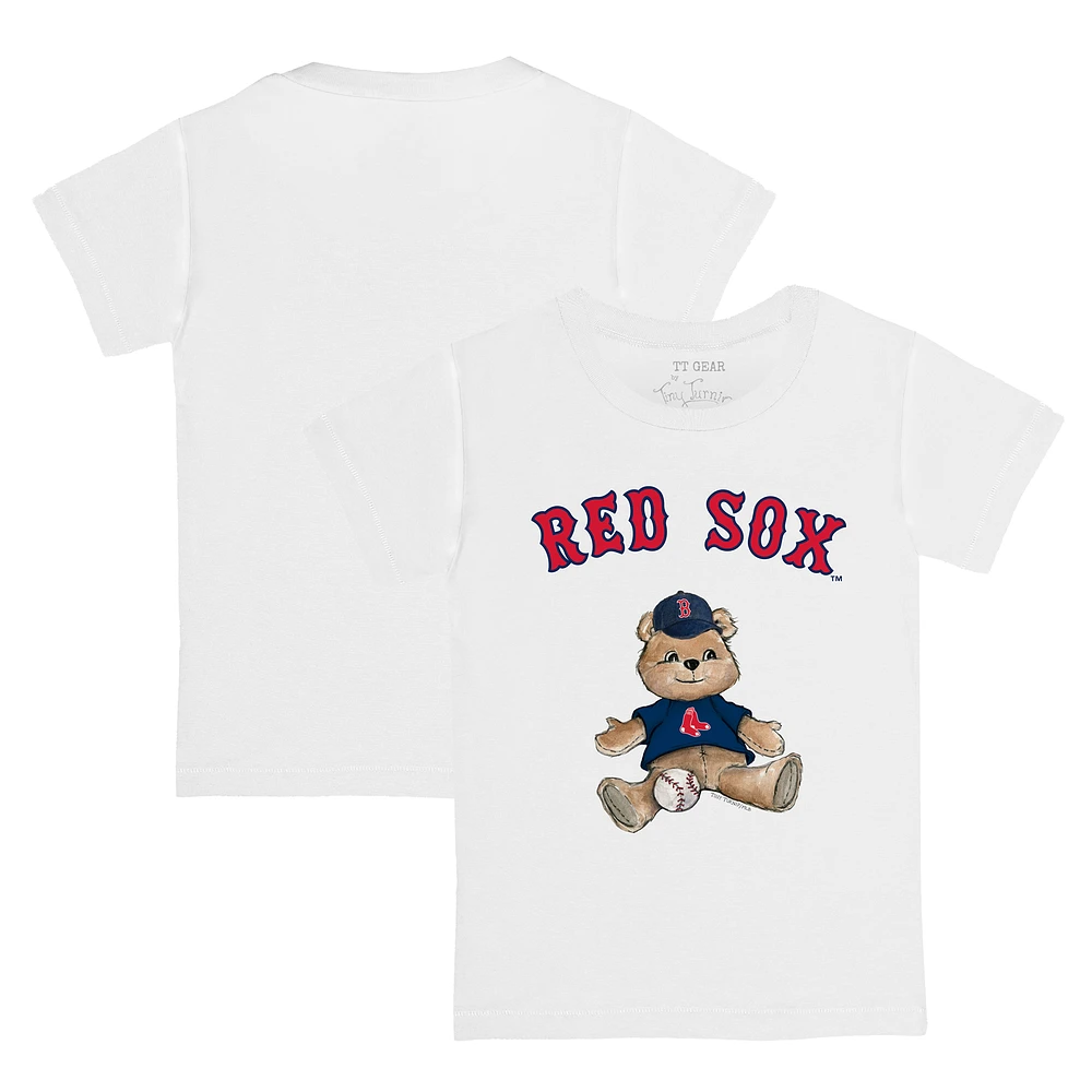 Toddler Tiny Turnip White Boston Red Sox Teddy Boy T-Shirt