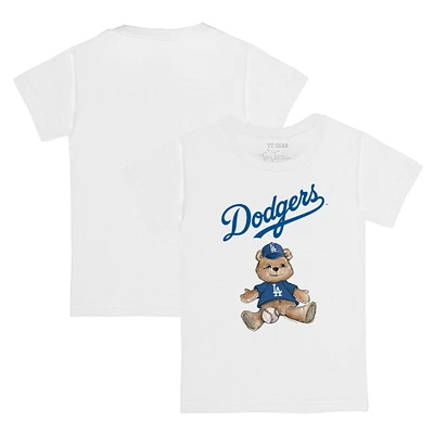 Toddler Tiny Turnip White Los Angeles Dodgers Teddy Boy T-Shirt