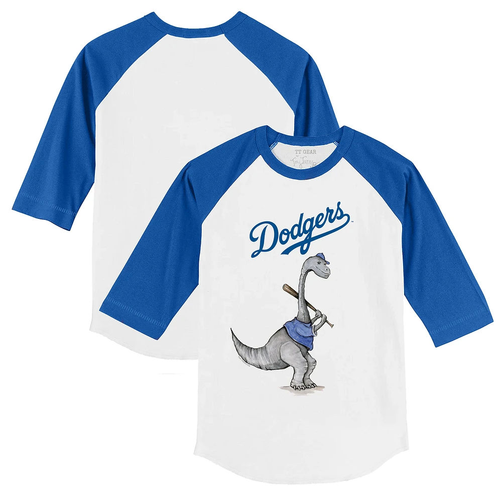 Toddler Tiny Turnip White/Royal Los Angeles Dodgers Bronto 3/4-Sleeve Raglan T-Shirt