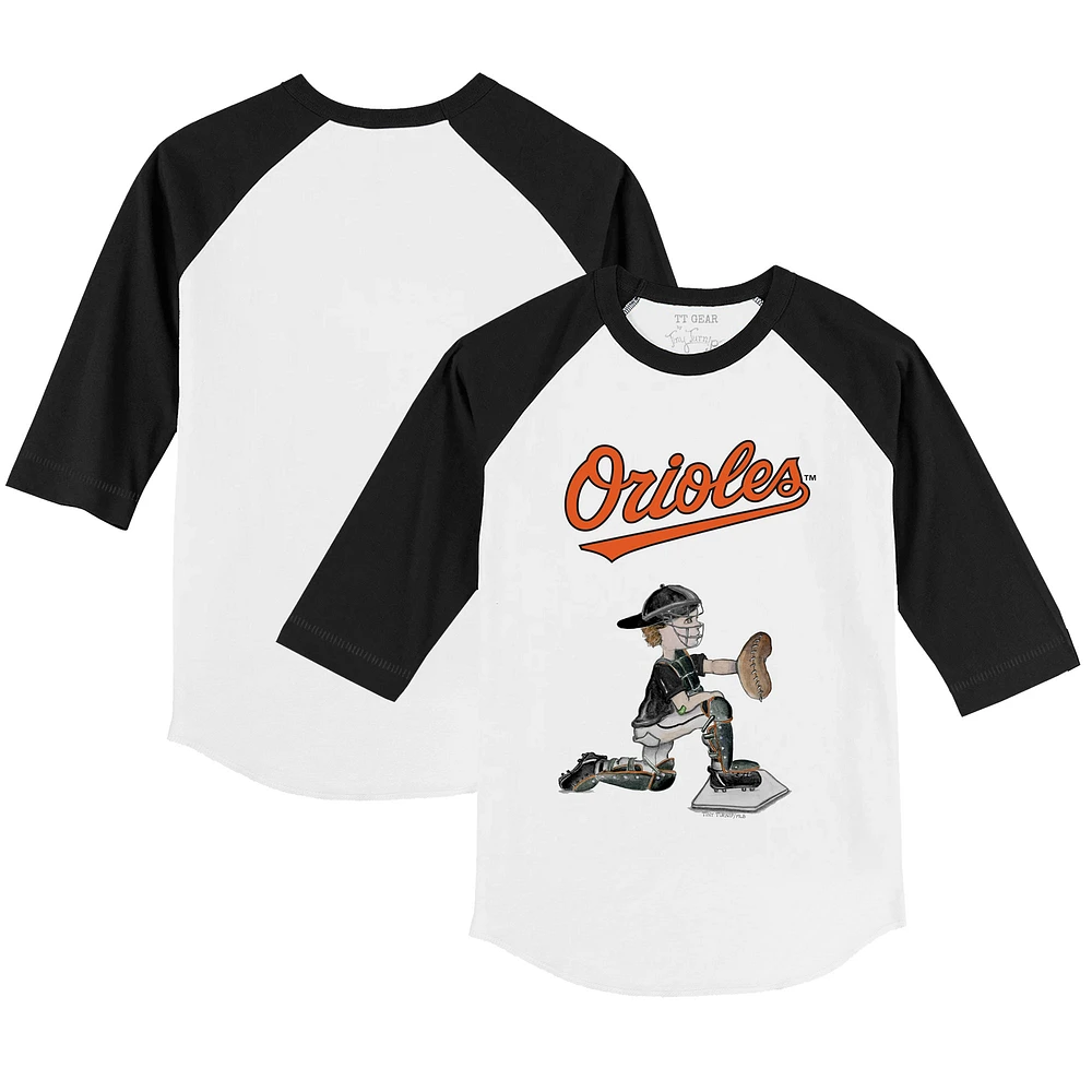 Toddler Tiny Turnip White/Black Baltimore Orioles Caleb 3/4-Sleeve Raglan T-Shirt