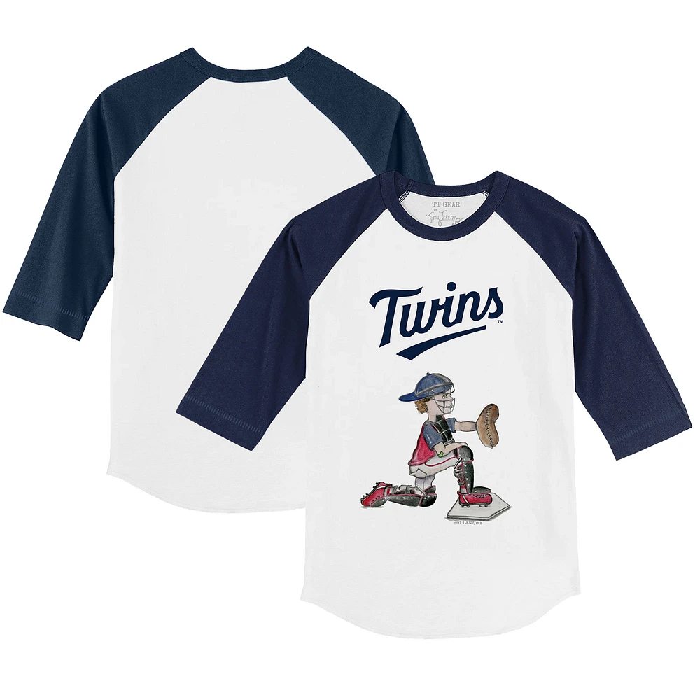 Toddler Tiny Turnip White/Navy Minnesota Twins Caleb 3/4-Sleeve Raglan T-Shirt