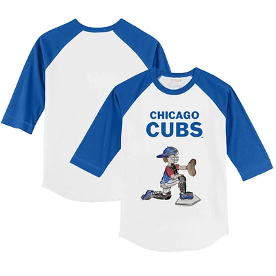 Toddler Tiny Turnip White/Royal Chicago Cubs Caleb 3/4-Sleeve Raglan T-Shirt