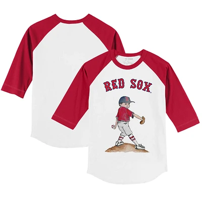 Toddler Tiny Turnip White/Red Boston Red Sox Clemente 3/4-Sleeve Raglan T-Shirt