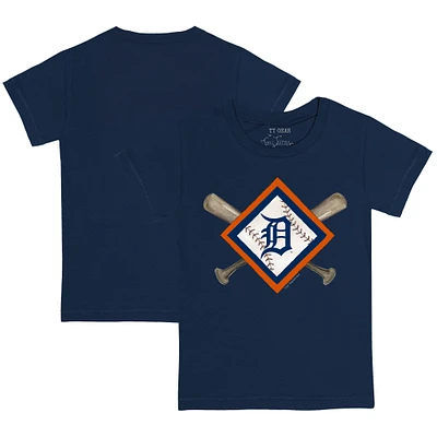 Toddler Tiny Turnip Navy Detroit Tigers Diamond Cross Bats T-Shirt