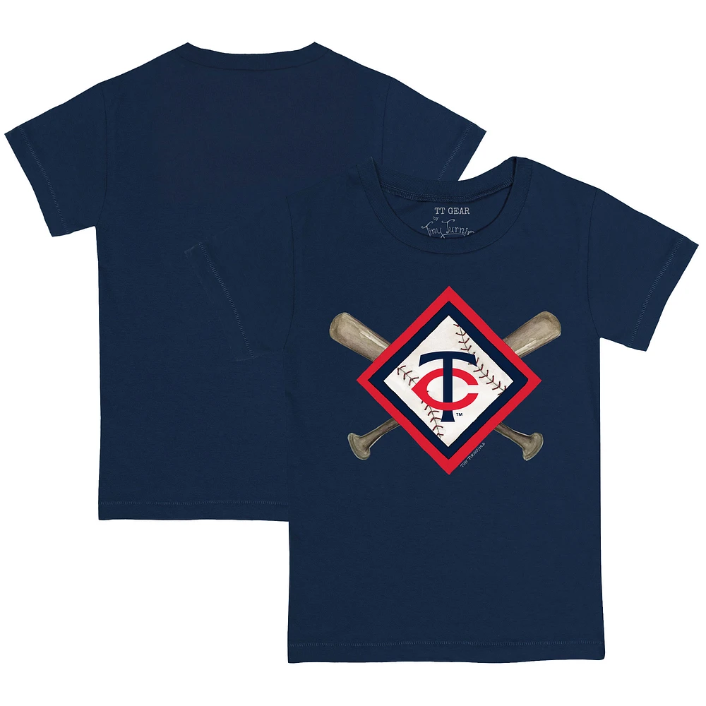 Toddler Tiny Turnip Navy Minnesota Twins Diamond Cross Bats T-Shirt