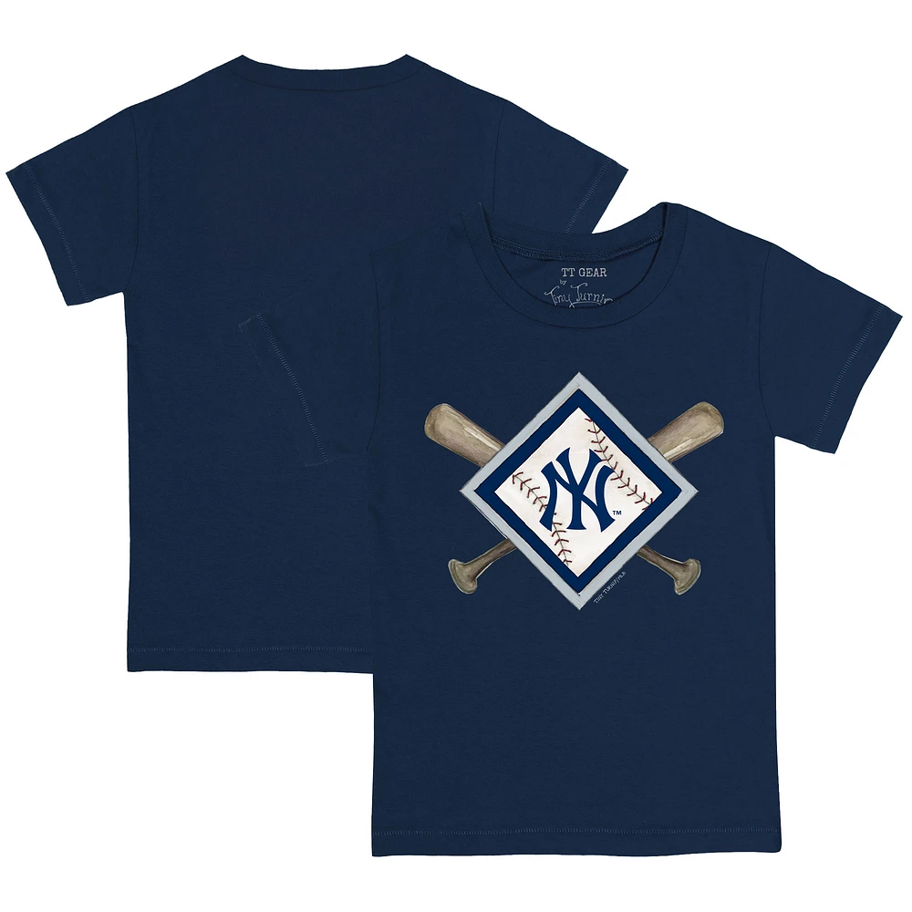 Toddler Tiny Turnip Navy New York Yankees Diamond Cross Bats T-Shirt